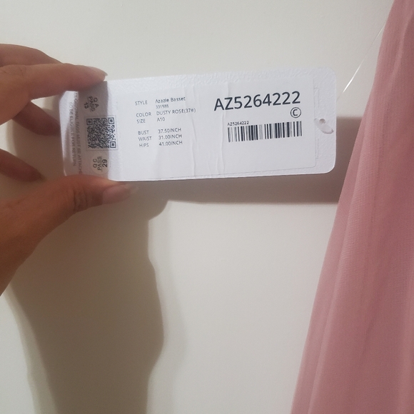 Azazie Bridesmaid Dress (Bassett), Size 10, Color Dusty Rose - Picture 3 of 7